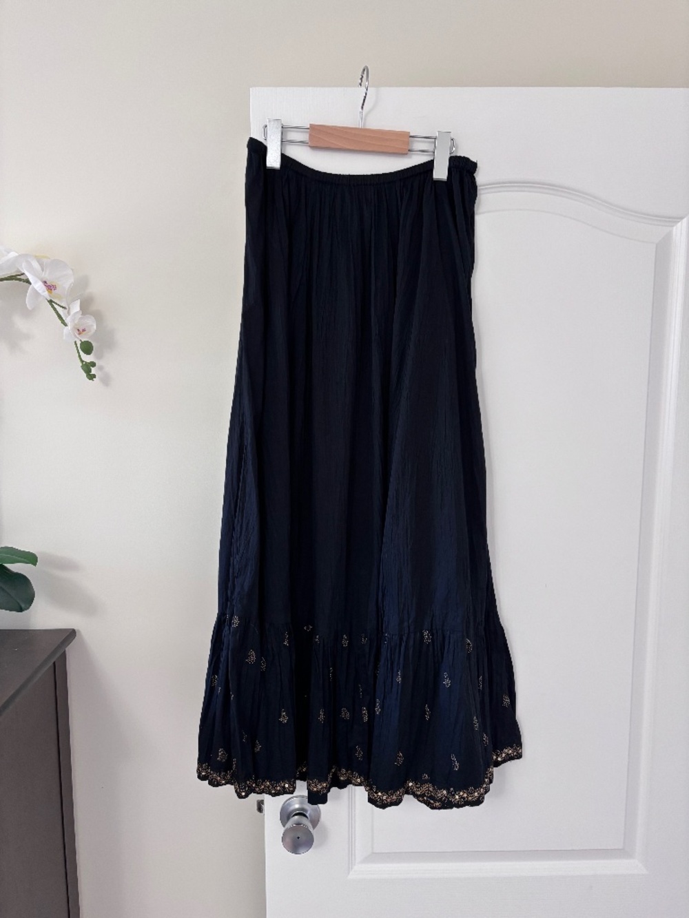 Anokhi 100% Cotton Made in India Black Maxi Skirt Women’s Size 10